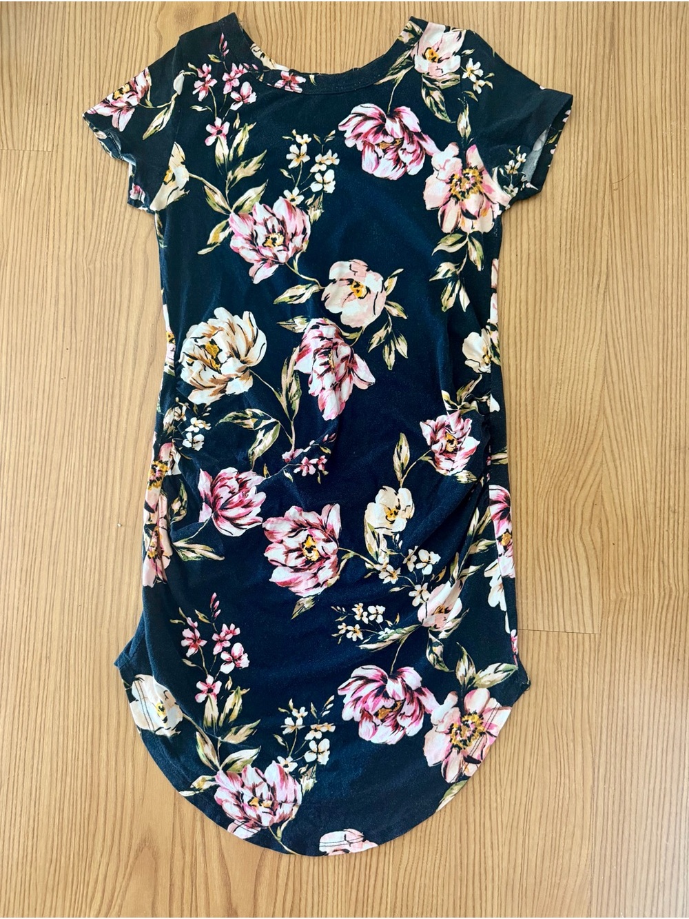 Heart Hips Black Floral Short Sleeve Maternity Dress
